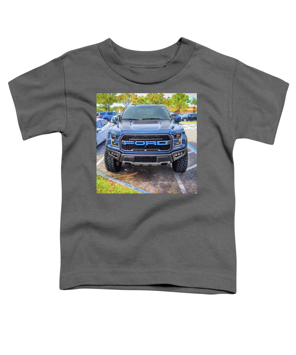 2019 Ford F-150 Blue Raptor Toddler T-Shirt featuring the photograph 2019 Ford Blue F-150 Raptor X115 by Rich Franco