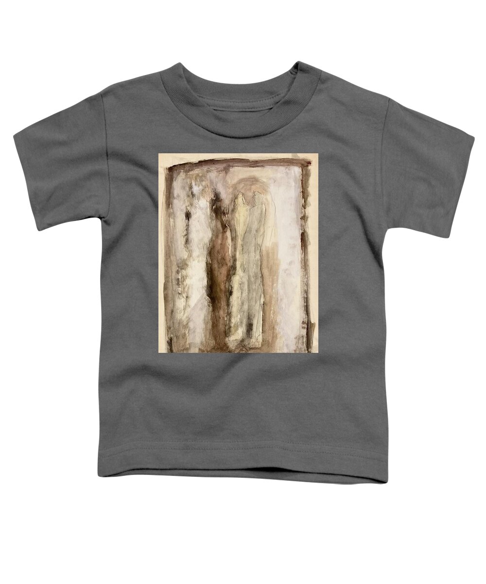 Brown Toddler T-Shirt featuring the painting We are gathered here by David Euler