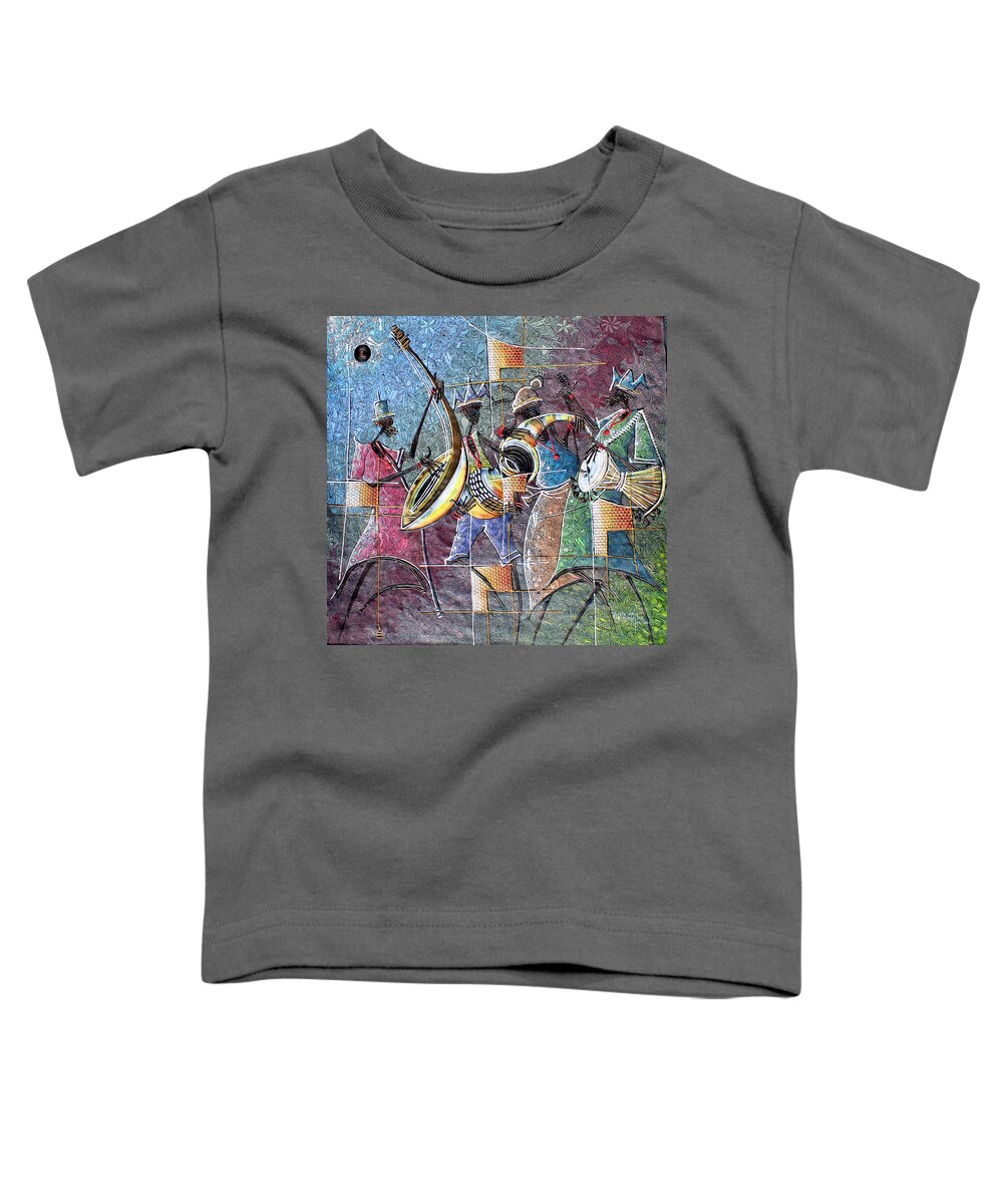 Africa Toddler T-Shirt featuring the painting Four Music Makers by Paul Gbolade Omidiran