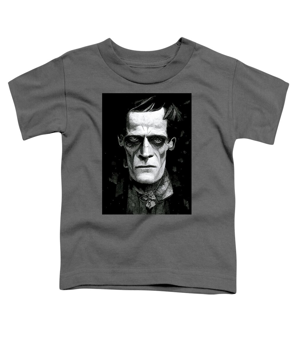 Frankenstein Toddler T-Shirt featuring the digital art Frankenstein's Monster - Dark Gothic Art by Mark Tisdale