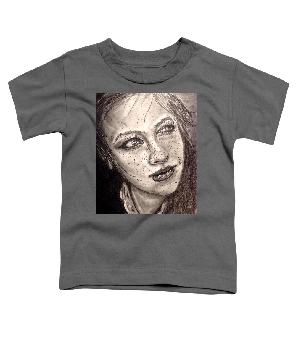 Young Toddler T-Shirt featuring the drawing Freckles by Bryan Brouwer