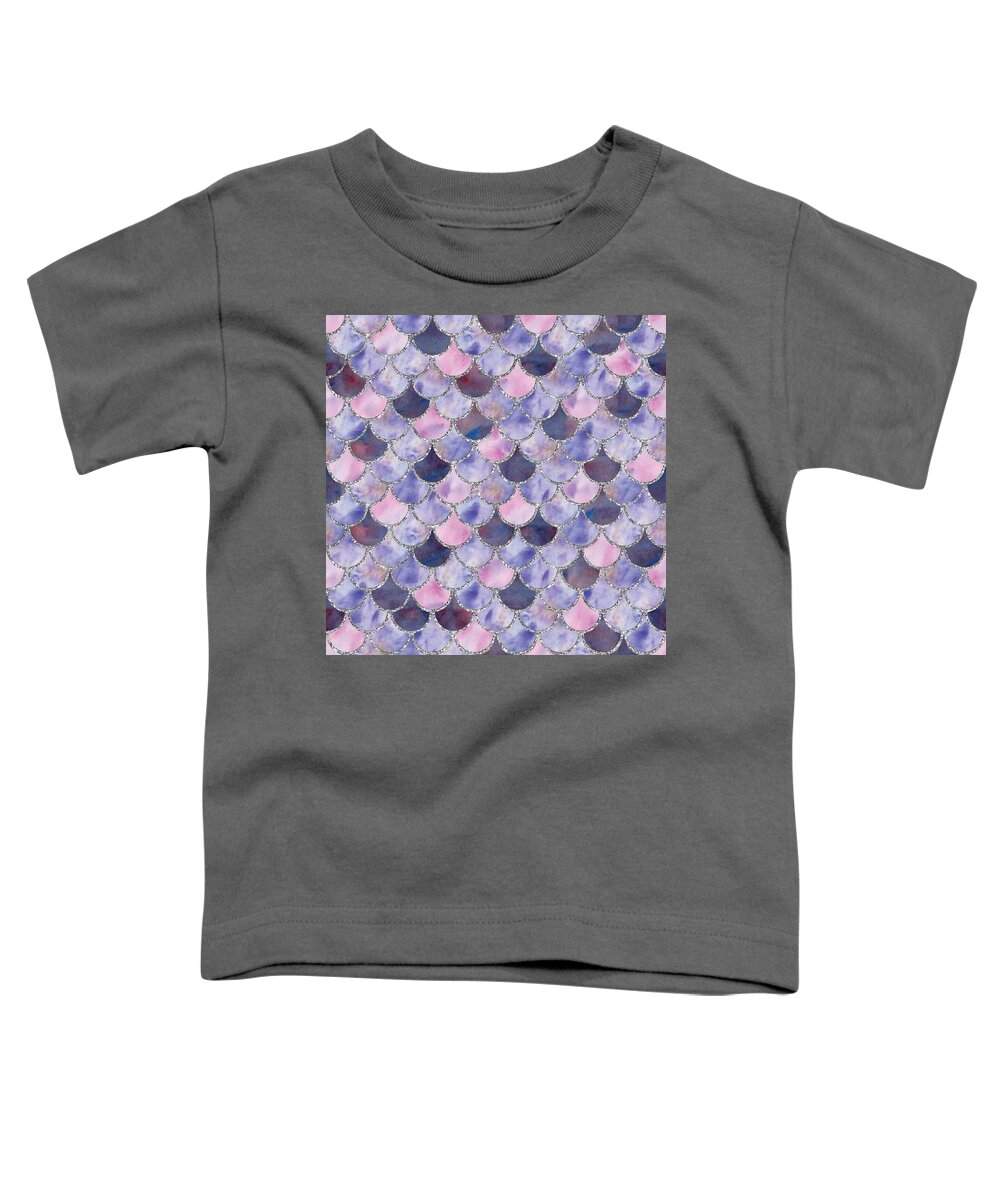 Mermaid Toddler T-Shirt featuring the digital art Fresh Purple Mermaid Scales by Sambel Pedes