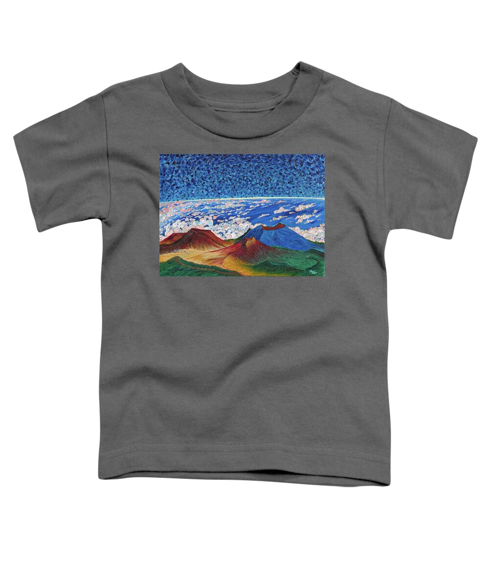 Mauna Kea Toddler T-Shirt featuring the painting A view from the summit. Mauna Kea, Island of Hawai'i. by ArtStudio Mateo