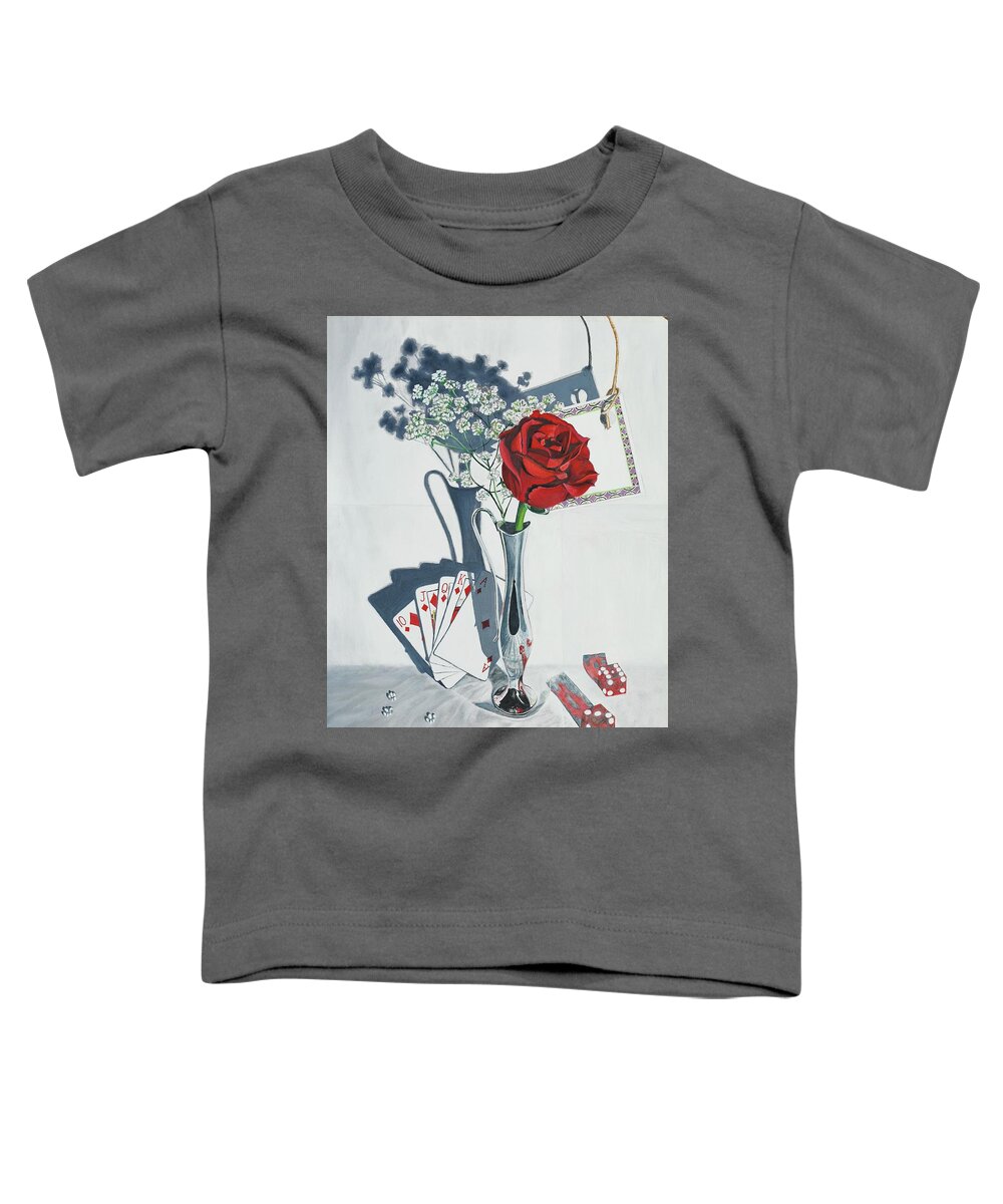 Popular Toddler T-Shirt featuring the painting Gamblin' Rose by Dorsey Northrup