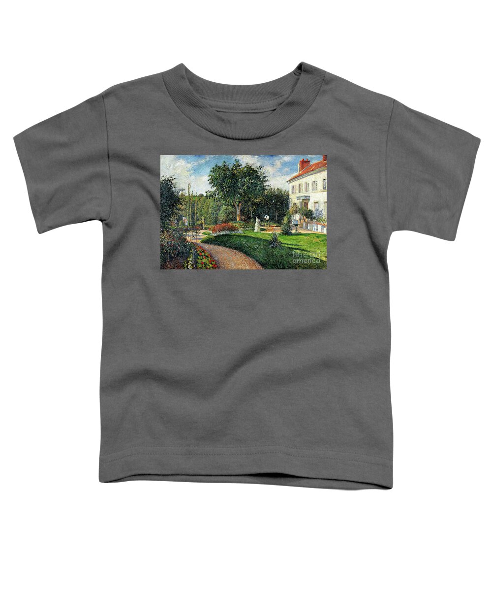 Camille Pissarro Toddler T-Shirt featuring the painting Garden Of Les Mathurins At Pontoise, 1876 By Camille Pissarro by Camille Pissarro