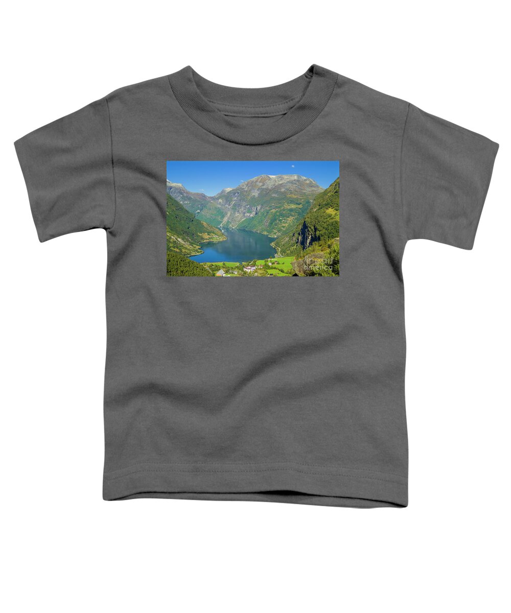 Fjords Toddler T-Shirt featuring the photograph Geiranger Valley and Geirangerfjorden, Norway by Neale And Judith Clark