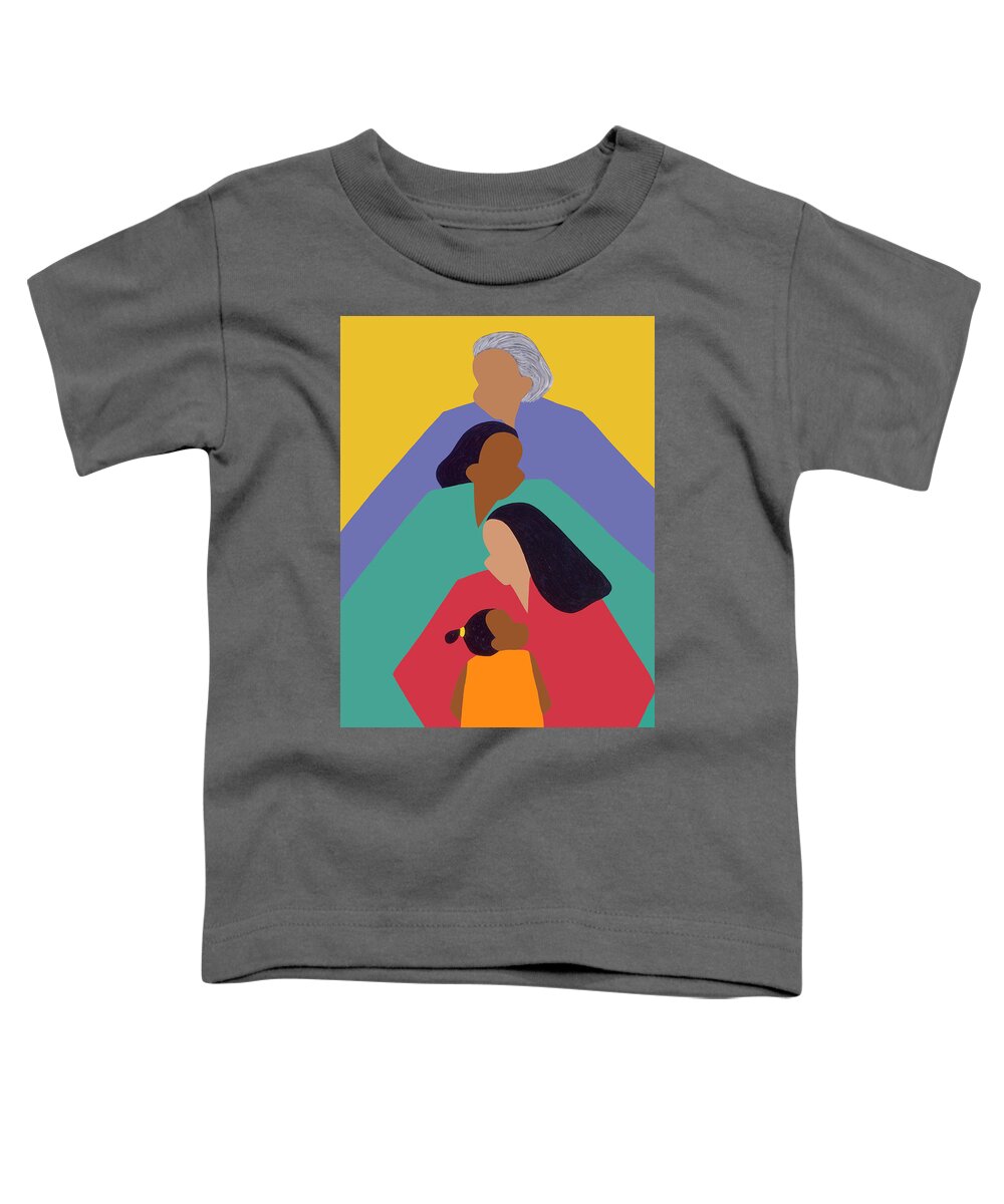 Four Generations Toddler T-Shirt featuring the painting Generations by Synthia SAINT JAMES