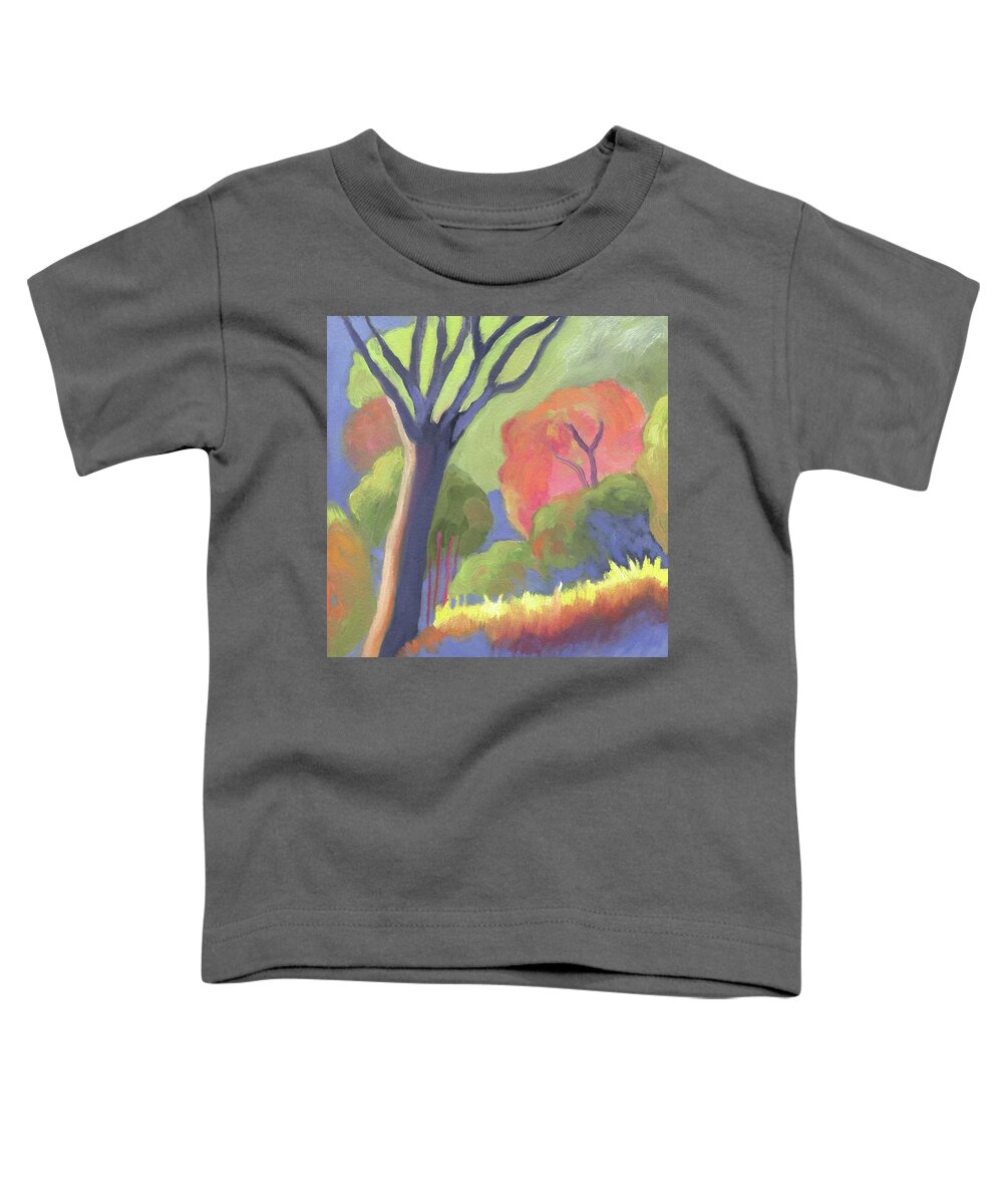 Getty Museum Toddler T-Shirt featuring the painting Getty Museum Yard by Linda Ruiz-Lozito