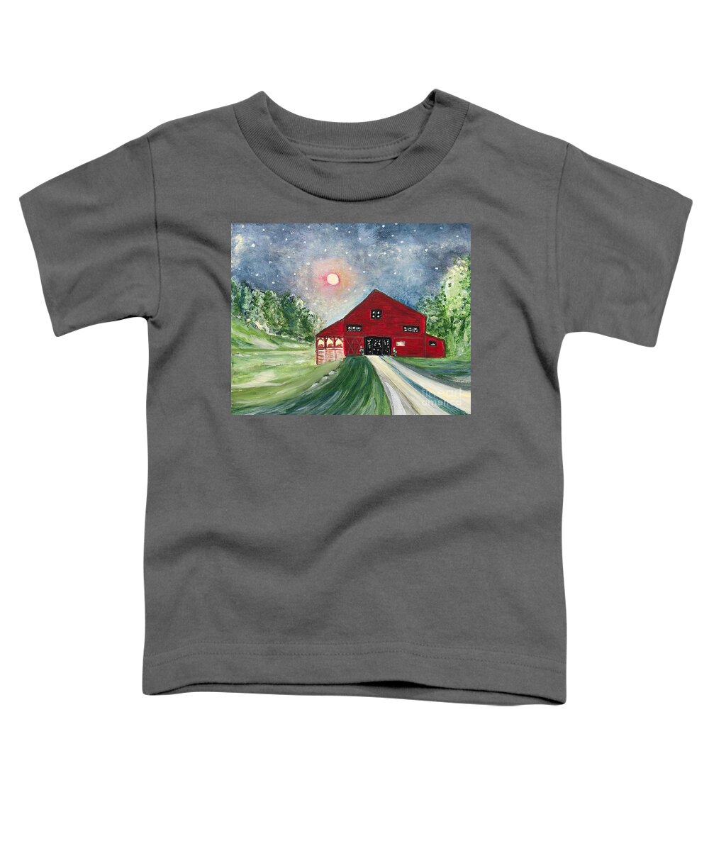 Gibbet Toddler T-Shirt featuring the painting Gibbet Hill Barn by Jacqui Hawk