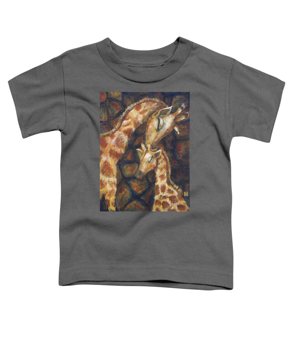 Giraffe Toddler T-Shirt featuring the painting Giraffe I by Nik Helbig