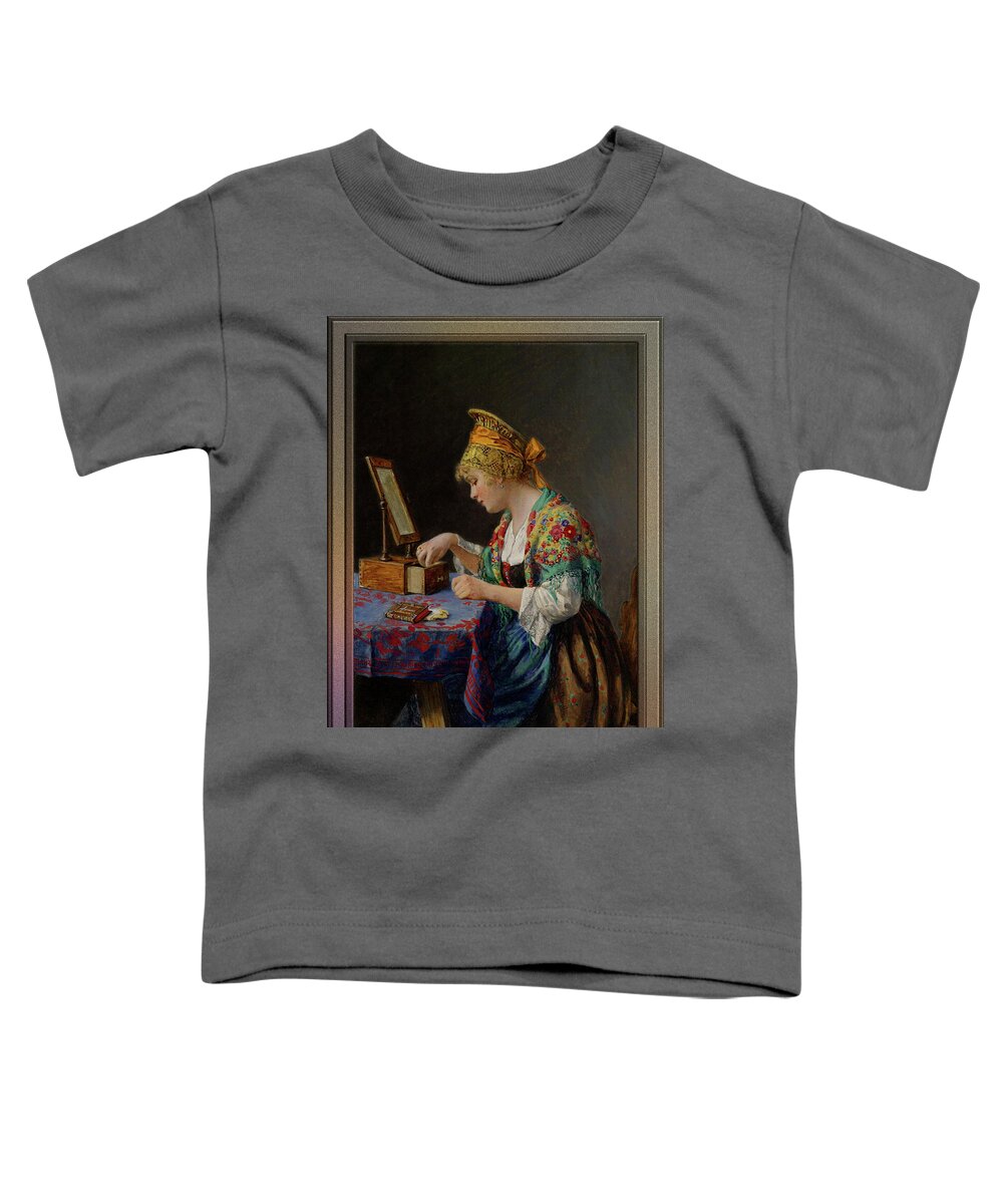 Girl From The Wachau Toddler T-Shirt featuring the painting Girl from the Wachau at her Toilette by Hans Hamza by Rolando Burbon