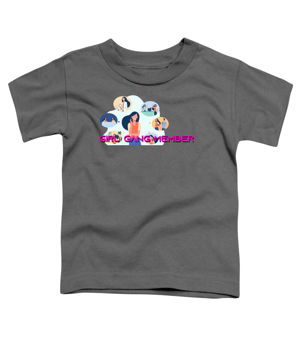 Girl Toddler T-Shirt featuring the painting Girl Gang Member by Celestial Images