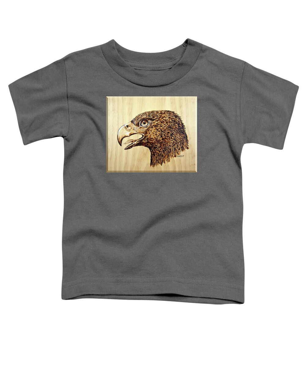 Eagle Toddler T-Shirt featuring the pyrography Golden Eagle by R Murrey Haist