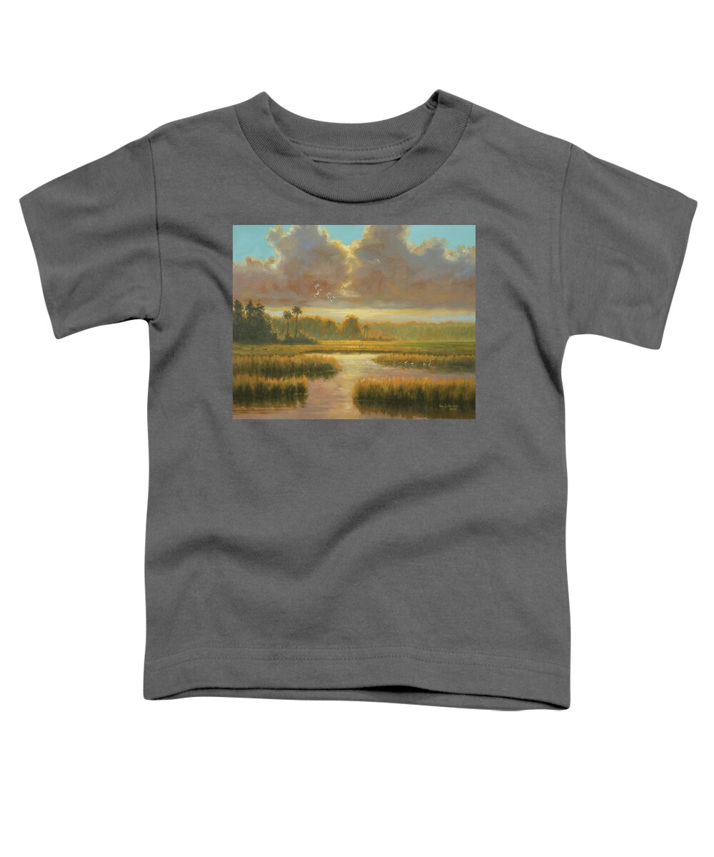 Marsh Paintings Toddler T-Shirt featuring the painting Golden by Guy Crittenden