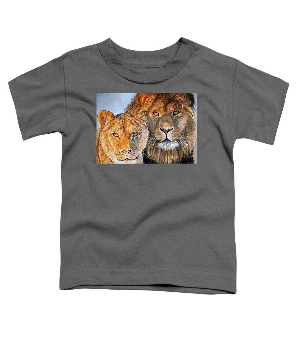 Lions Toddler T-Shirt featuring the pastel Golden Hour by Mark Ray