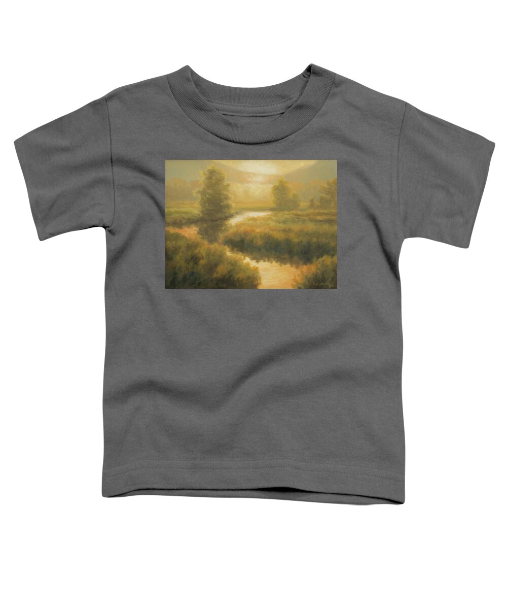 Oil Paintings Toddler T-Shirt featuring the painting Golden Stream by Guy Crittenden