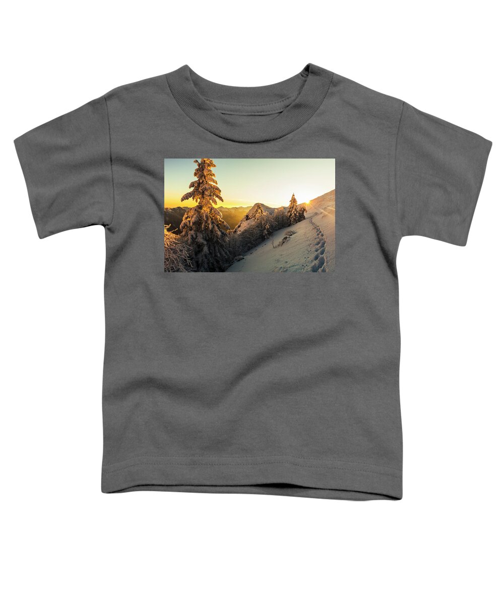 Balkan Mountains Toddler T-Shirt featuring the photograph Golden Winter by Evgeni Dinev