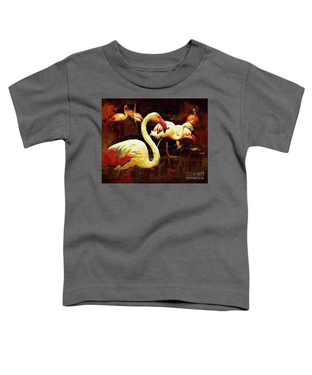 Gothic-painting Toddler T-Shirt featuring the digital art Gothic Flamingo by Kirt Tisdale