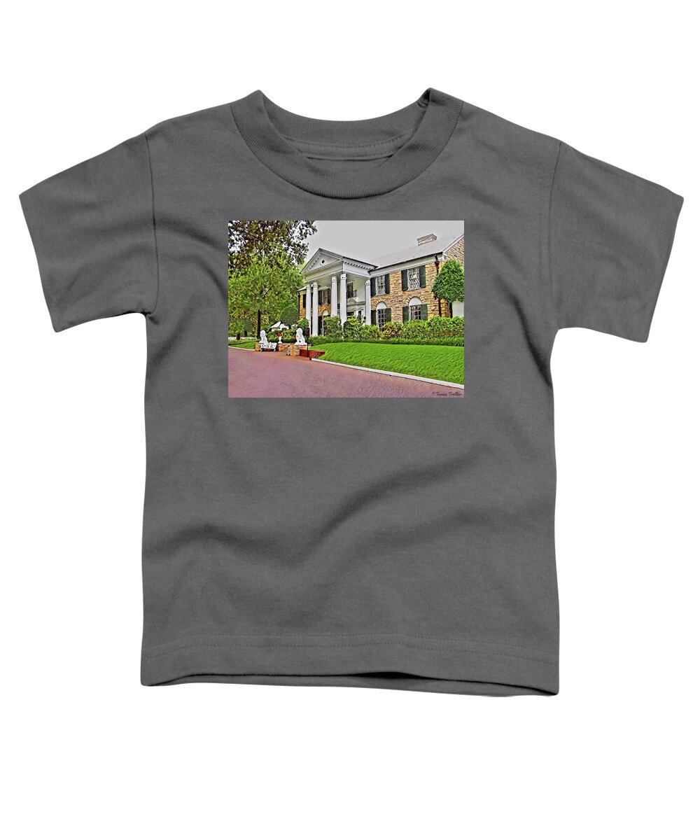 Graceland Toddler T-Shirt featuring the painting Graceland - Elvis Presley by Teresa Trotter