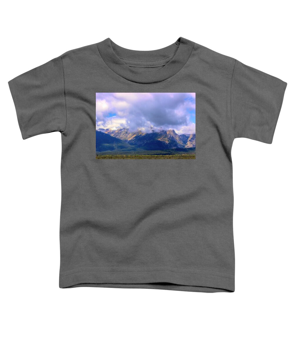 Grand Tetons Toddler T-Shirt featuring the photograph Grand Tetons on a Cloudy day by Cathy Anderson