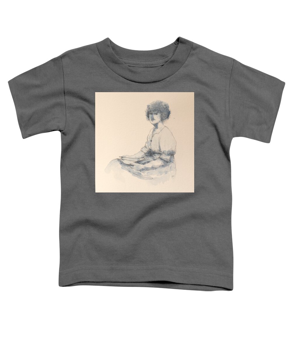 Drawing Toddler T-Shirt featuring the mixed media Grandma Lillian by Lisa Mutch