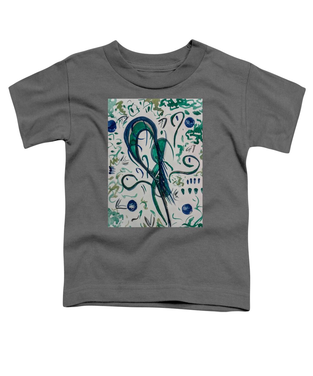 Green Toddler T-Shirt featuring the painting Grasshopper Spirit by Karen Lillard