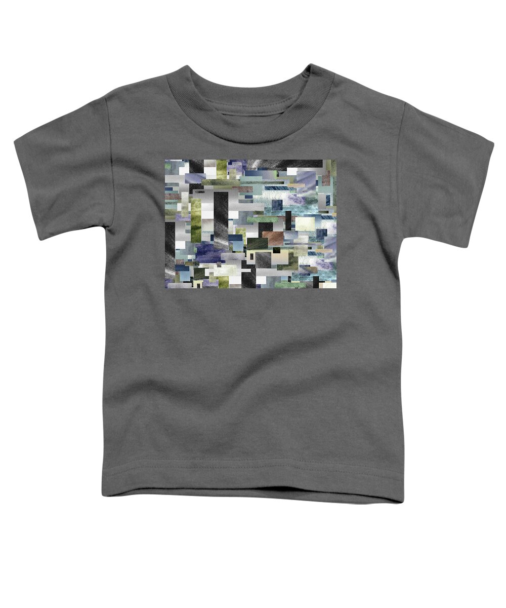 Gray Toddler T-Shirt featuring the painting Gray Geometrical Watercolor Decorative Blocks XIV by Irina Sztukowski