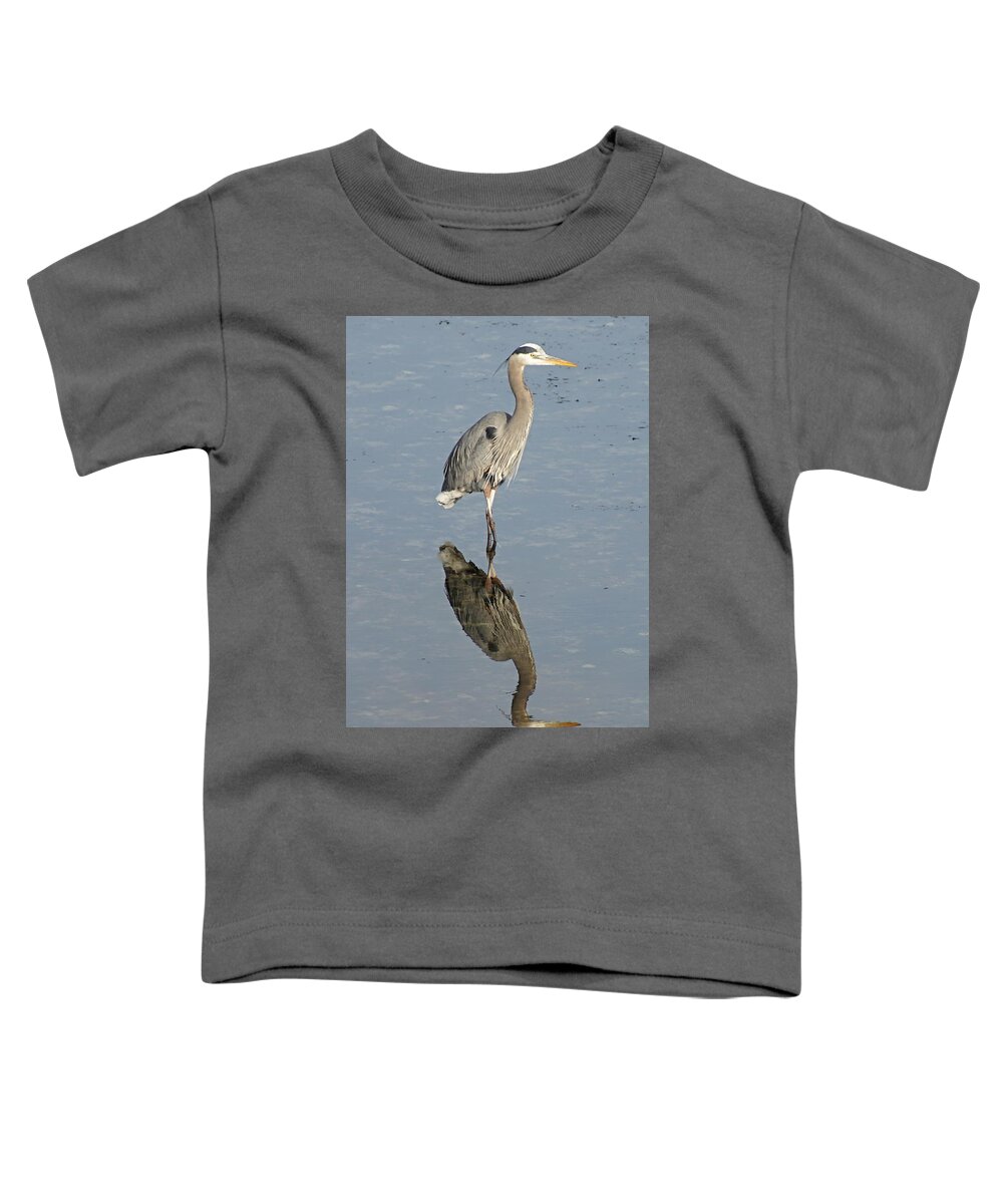 Harbor Toddler T-Shirt featuring the photograph Great Blue Heron by Bill TALICH