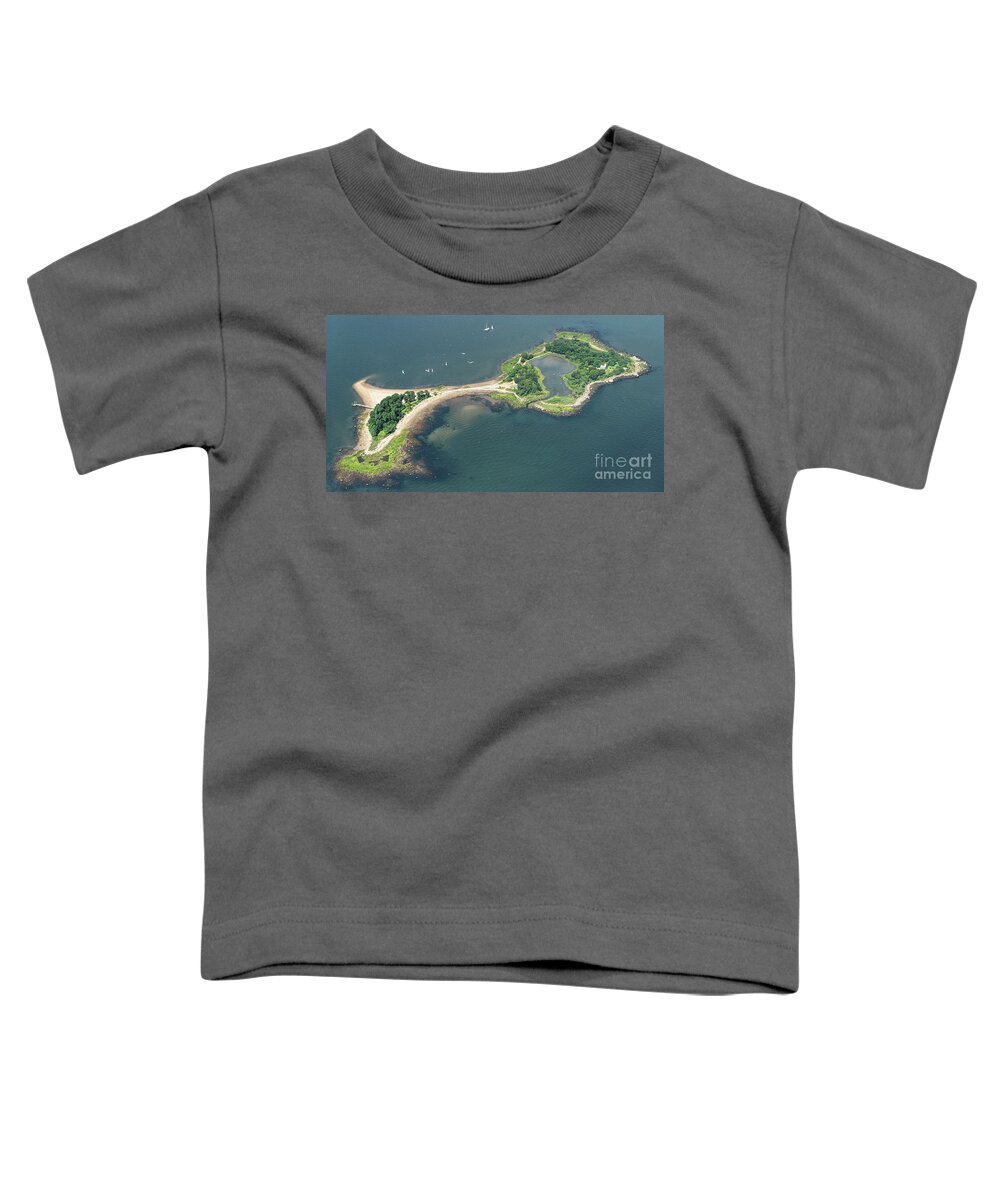 Great Captain Island Toddler T-Shirt featuring the photograph Great Captain Island in Greenwich Connecticut Aerial Photo by David Oppenheimer