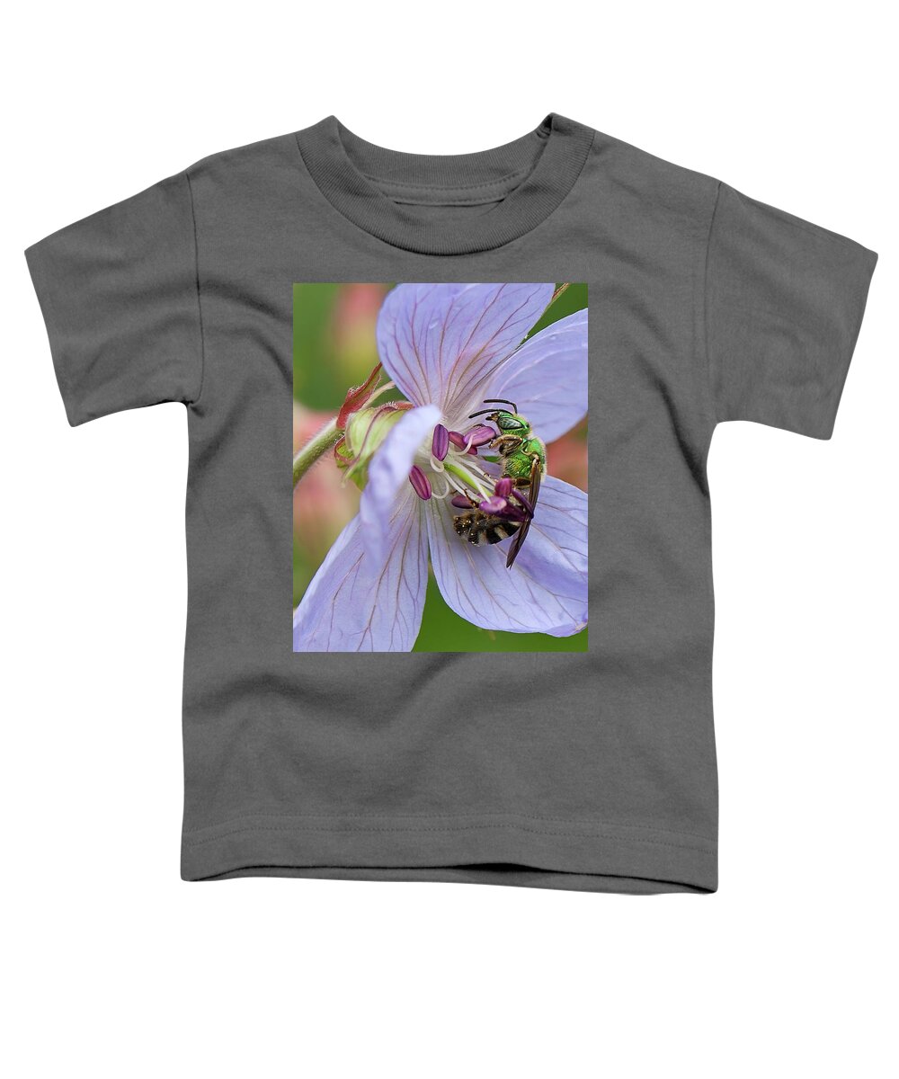 Green Bee Toddler T-Shirt featuring the photograph Green bee by Tatiana Travelways