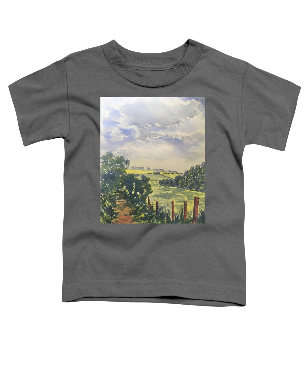 Watercolour Toddler T-Shirt featuring the painting Green Lane off Fordon Road by Glenn Marshall