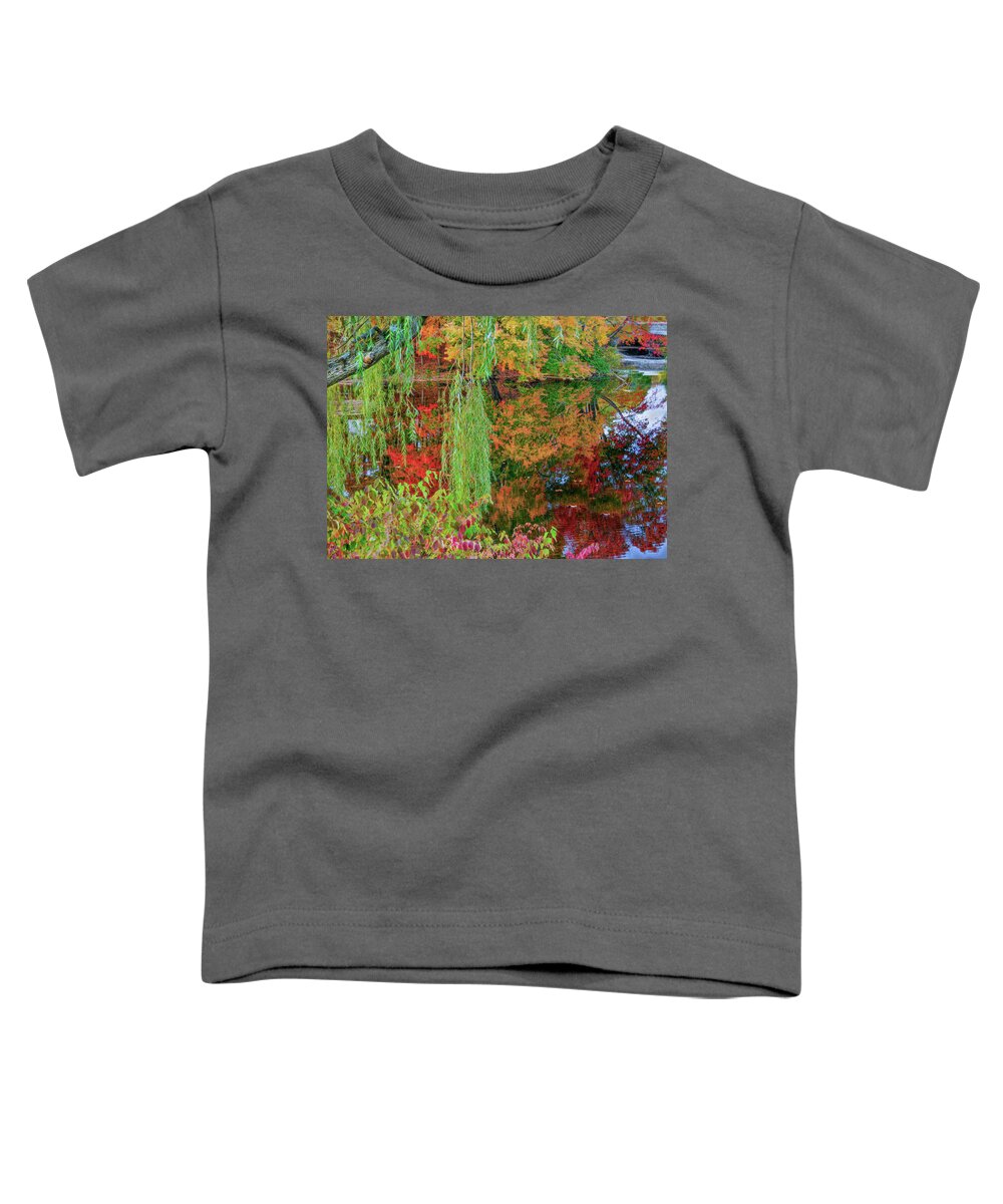 Autumn Toddler T-Shirt featuring the photograph Greenwich Connecticut Pond In Autumn by Cordia Murphy