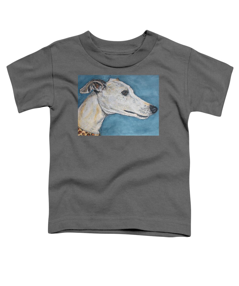 Pet Toddler T-Shirt featuring the painting Greyhound I by Alison Steiner