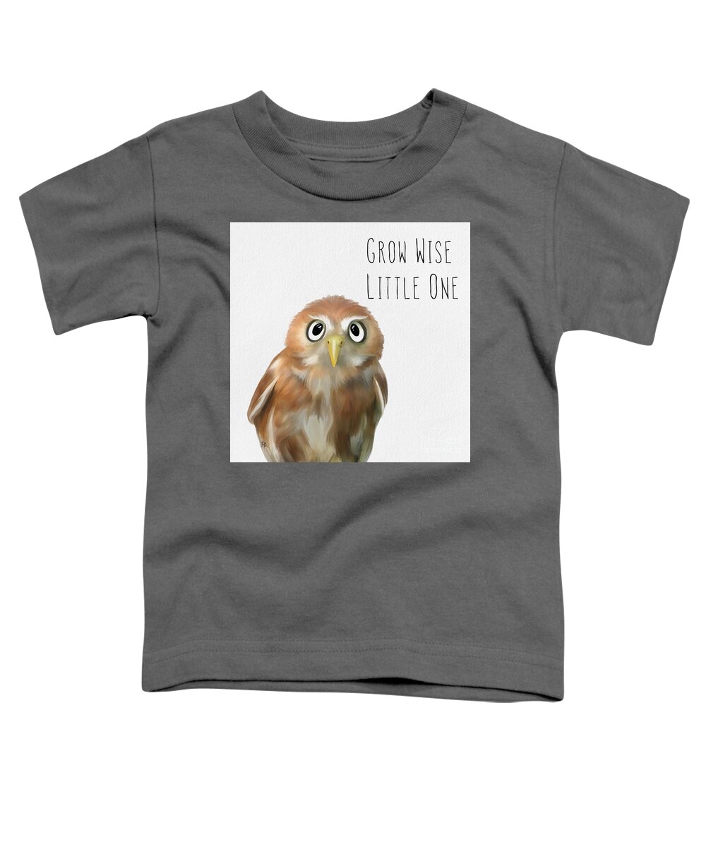 Owl Toddler T-Shirt featuring the painting Grow Wise Little One by Tammy Lee Bradley