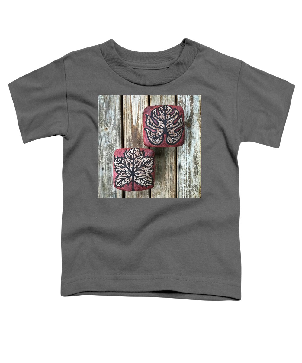 Bread Toddler T-Shirt featuring the photograph Hand Painted Red Autumn Leaf Sourdough Quartet 3 by Amy E Fraser