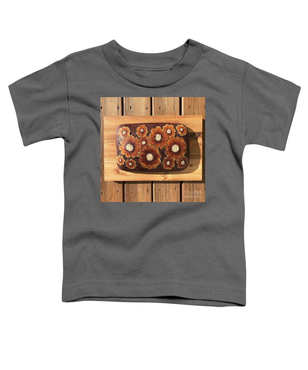 Bread Toddler T-Shirt featuring the photograph Happy Flower Sesame Seed Sourdough 2 by Amy E Fraser
