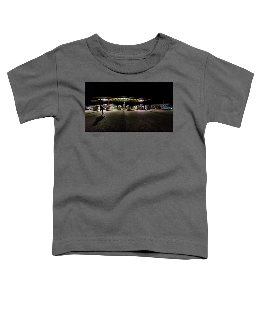 Richard Kimbrough Toddler T-Shirt featuring the photograph Hayfork Gas Station Invasion by Richard Kimbrough