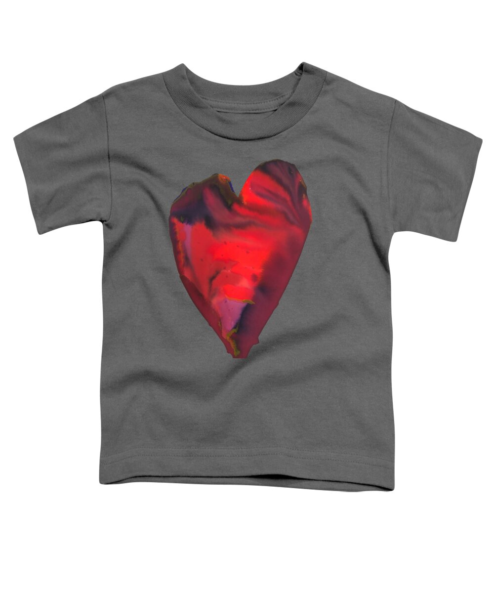 Vibrant Toddler T-Shirt featuring the painting Heart Swirl red purple by Sandy Rakowitz