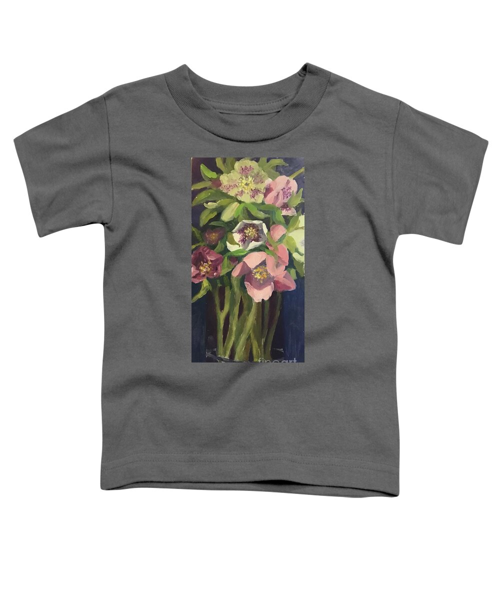 Hellebore Toddler T-Shirt featuring the painting Hellebores by Anne Marie Brown
