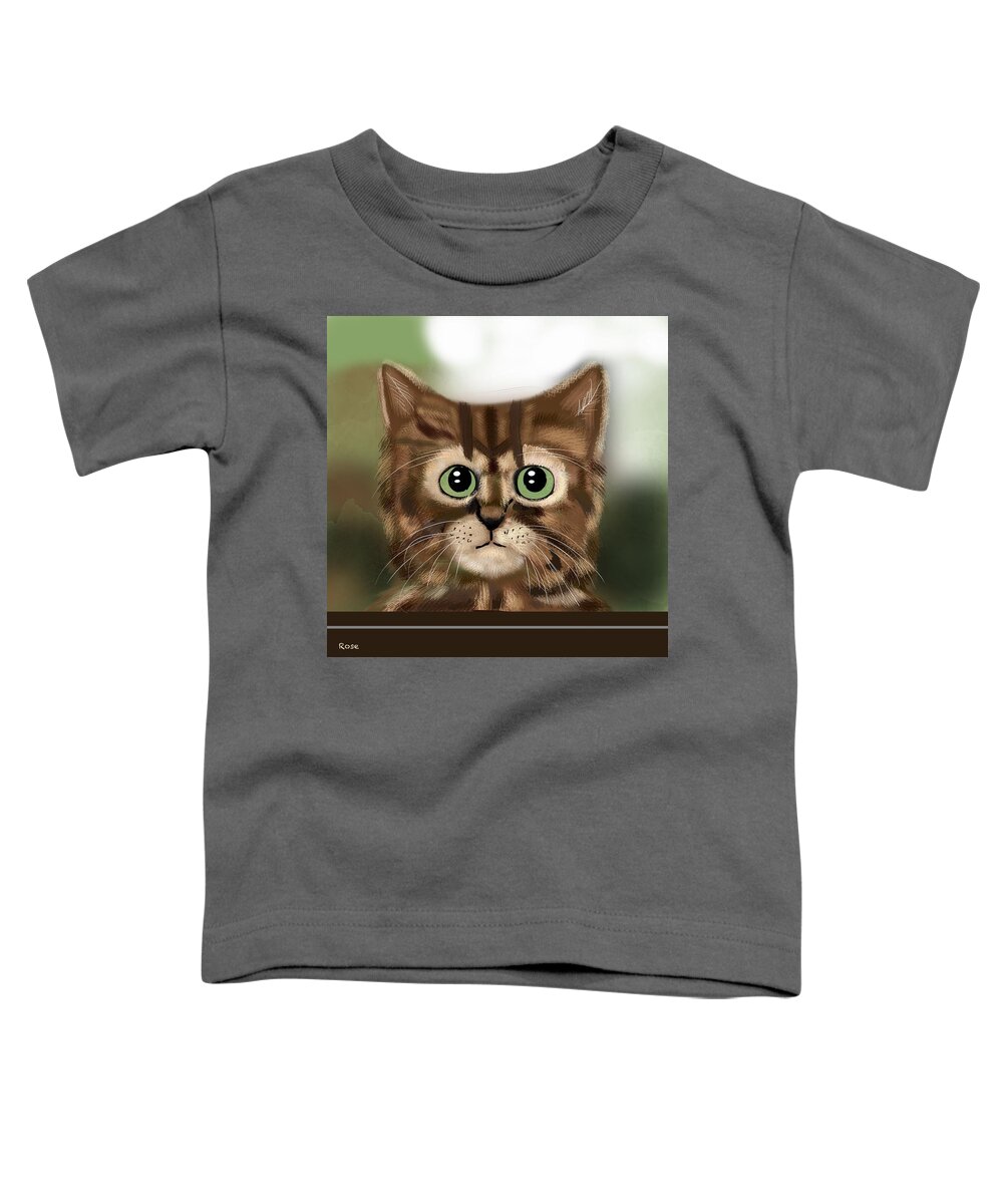 Freehand Digital Painting Toddler T-Shirt featuring the digital art Hello puss by Elaine Hayward