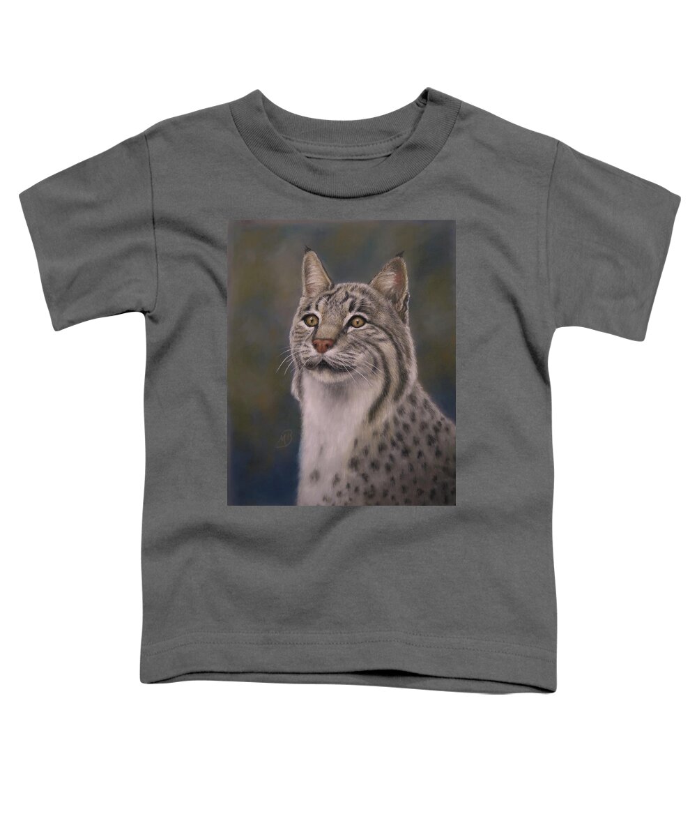 Bobcat Toddler T-Shirt featuring the painting Here Kitty, Kitty by Monica Burnette