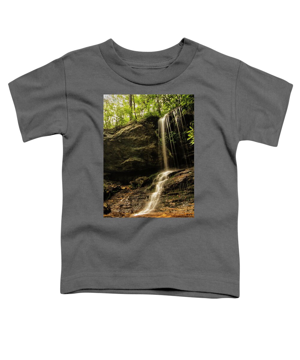 Hidden Falls Toddler T-Shirt featuring the photograph Hidden Falls in Hanging Rock State Park Danbury North Carolina by Bob Decker