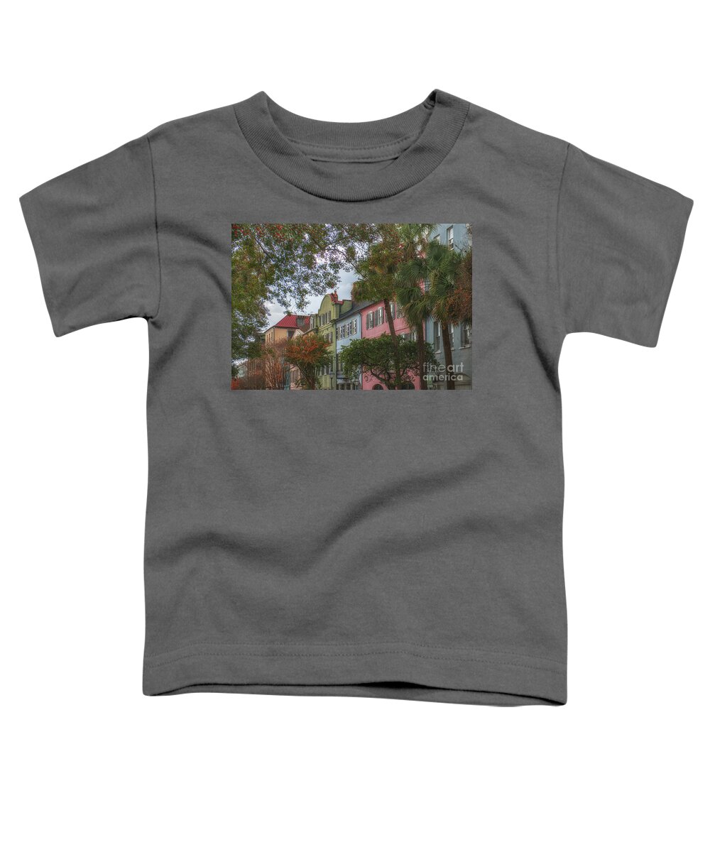 Rainbow Row Toddler T-Shirt featuring the photograph Historic Rainbow Row in Charleston South Carolina by Dale Powell