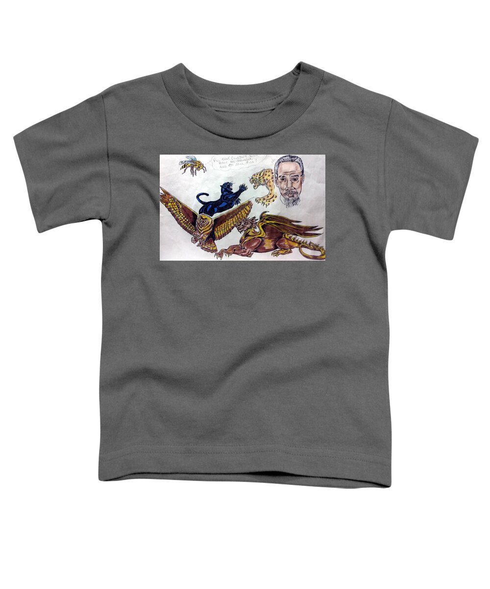 Black Art Toddler T-Shirt featuring the drawing Ho Chi Minh by Joedee