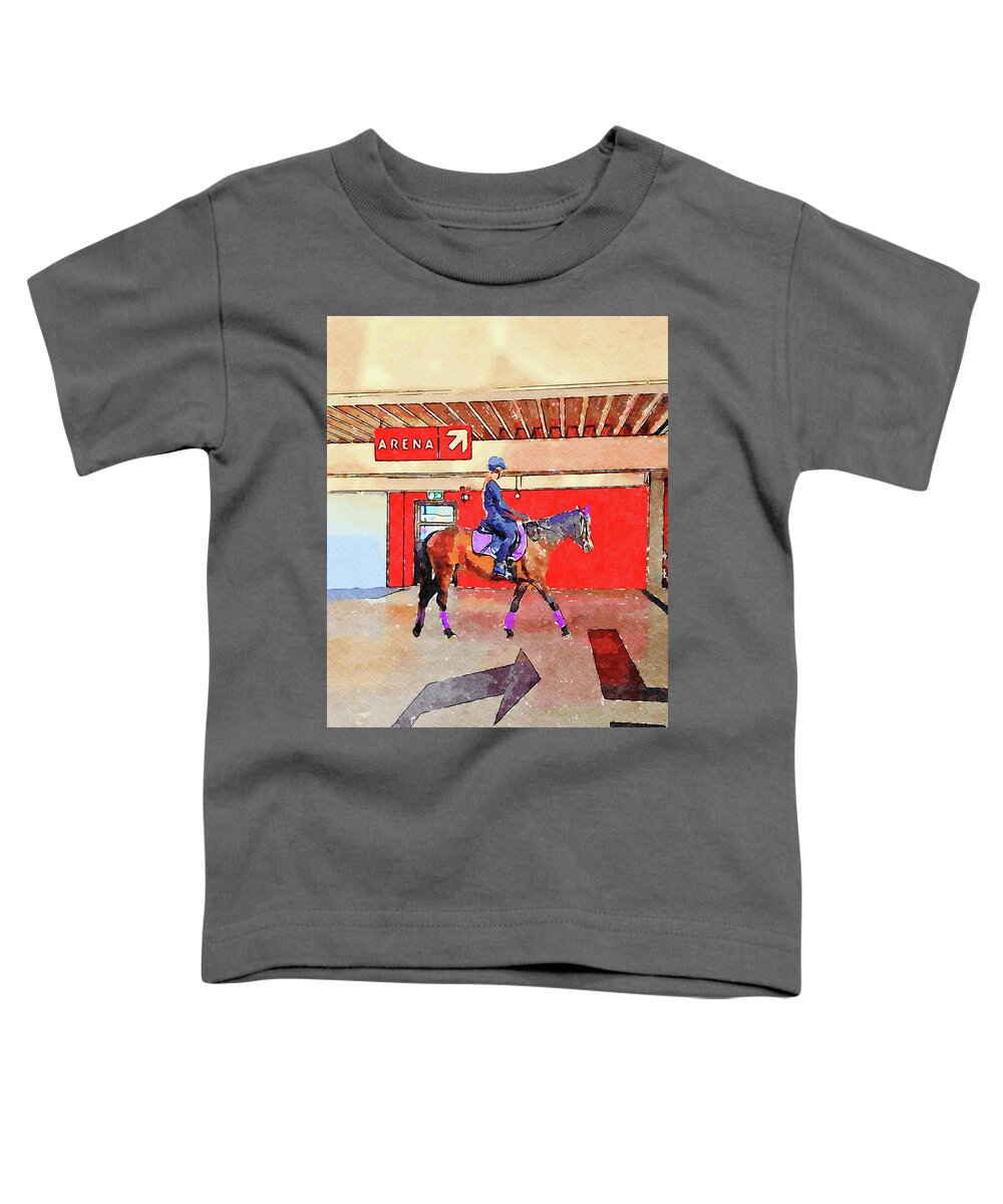 Horse Toddler T-Shirt featuring the mixed media Horse Show Contestants by Shelli Fitzpatrick