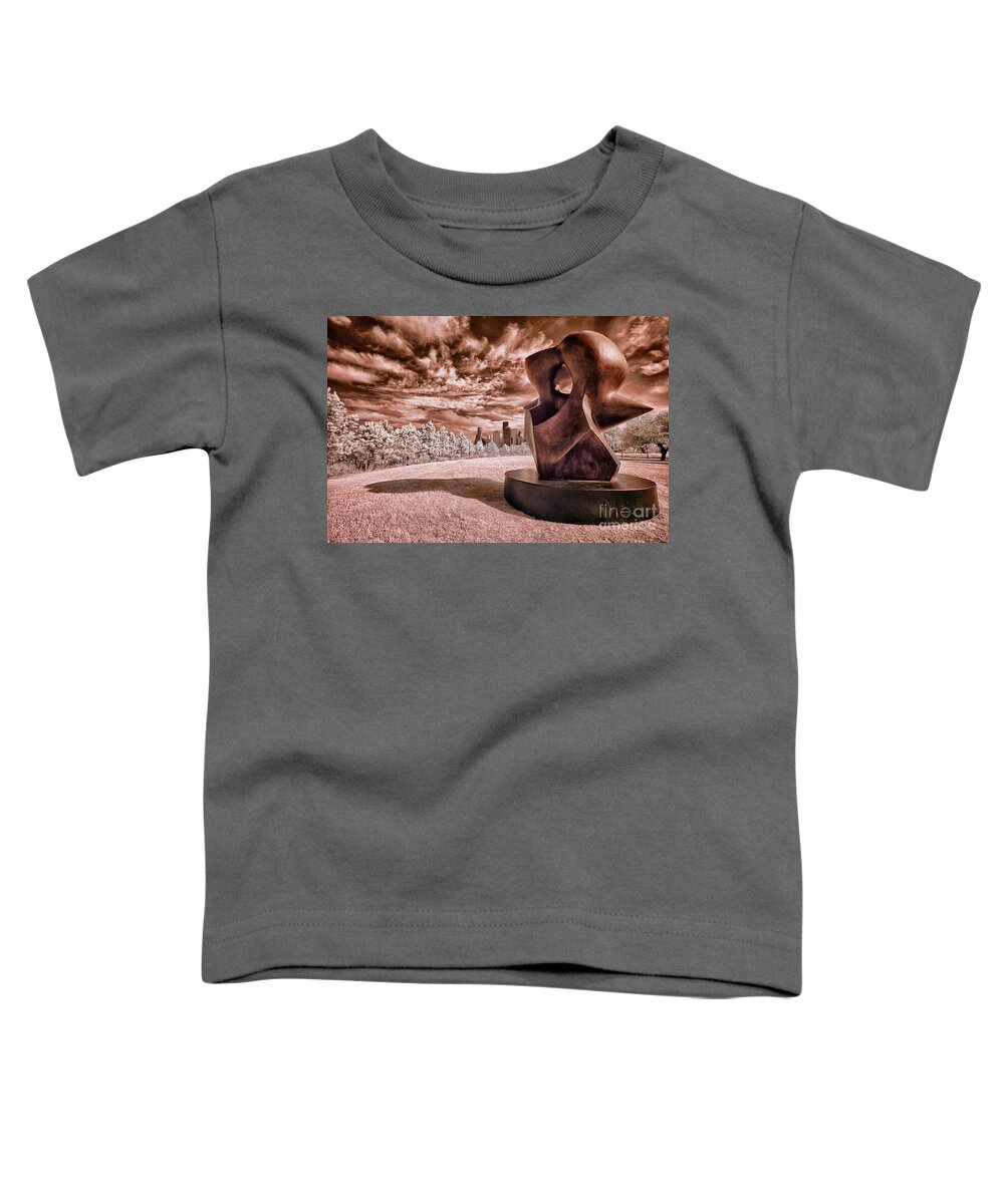 Top Artist Toddler T-Shirt featuring the photograph Houston and Large Spindle Piece in Infrared by Norman Gabitzsch