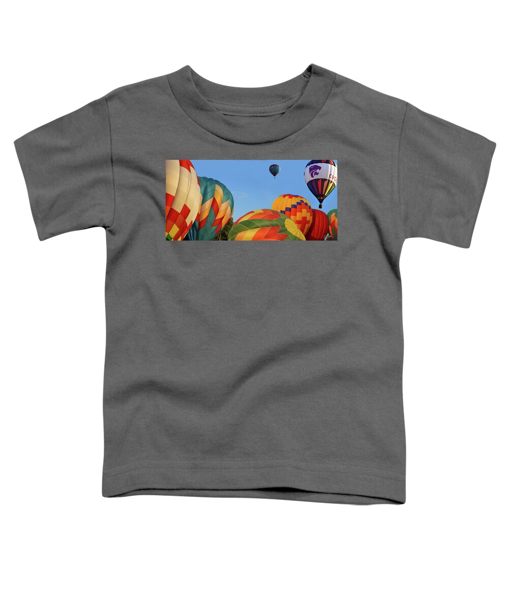 Hot Air Balloons Toddler T-Shirt featuring the photograph Huff and Puff Balloons by Rod Seel