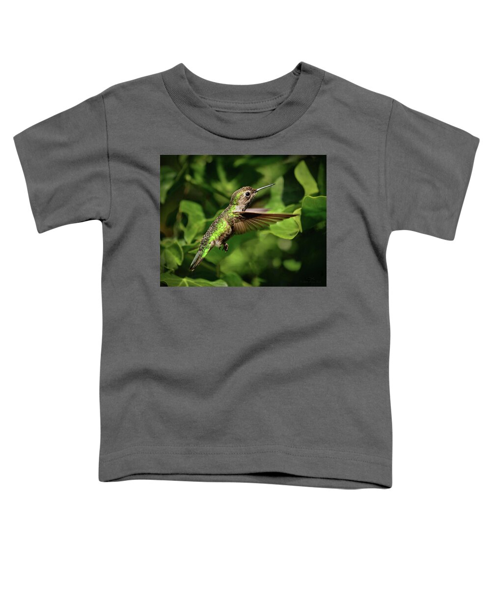 Wildlife Toddler T-Shirt featuring the photograph Hummer Bug Hunter by Brian Tada