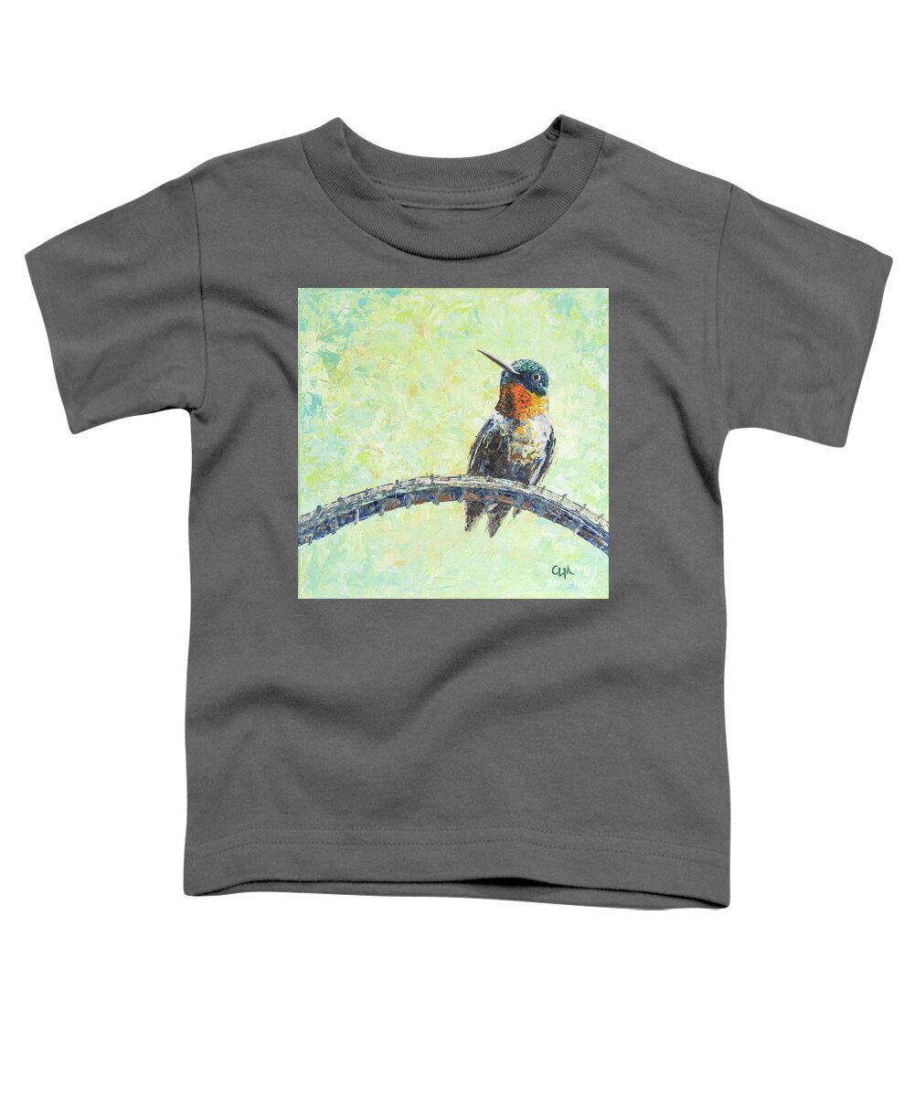 Hummingbird Toddler T-Shirt featuring the painting Hummingbird by Cheryl McClure