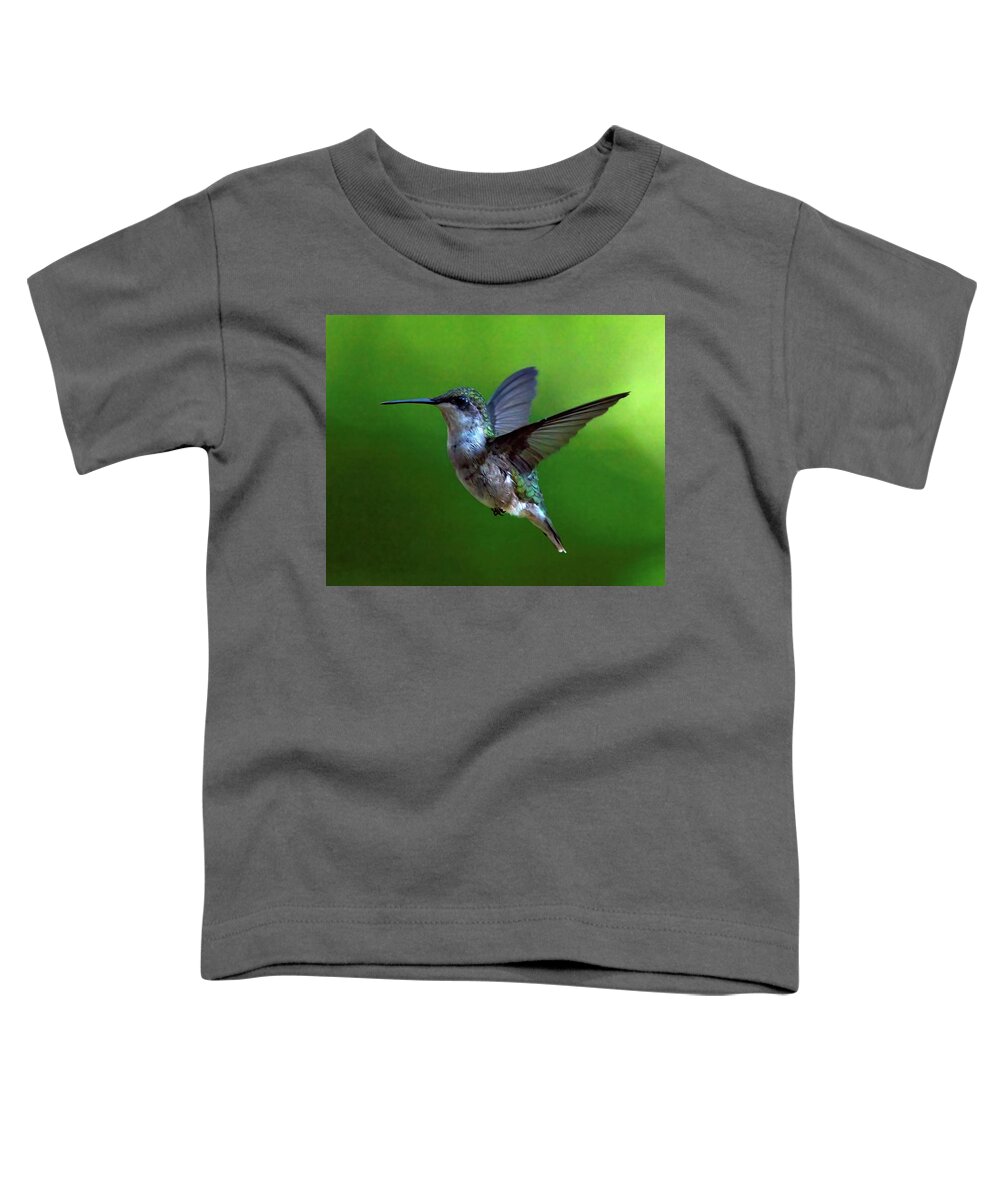 Hummingbird Toddler T-Shirt featuring the photograph Hummingbird Hovers by Flinn Hackett